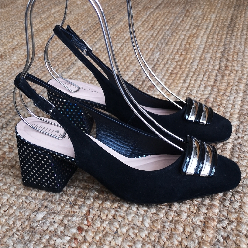 Capelli Rossi crystal-heeled leather slingbacks
